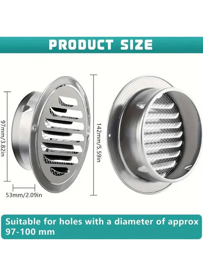 Stainless Steel Vent Covers 4pcs Durable Metal Easy Install Corrosion Resistant For Kitchen Bathroom Exhaust Fan 100mm - Image 2